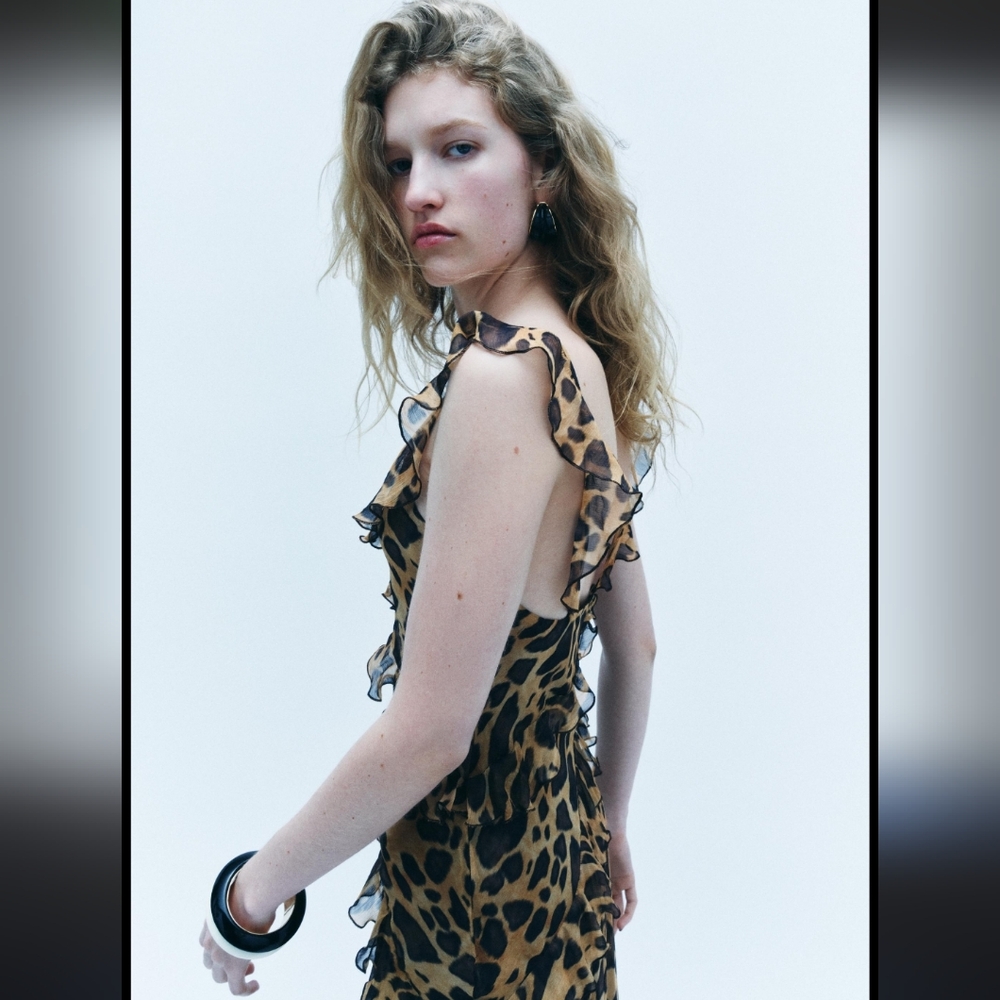BNWT! Zara ruffled animal print ZW collection